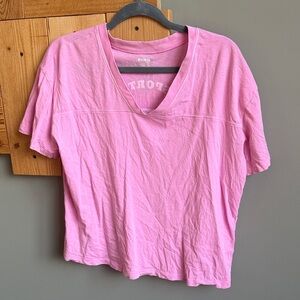 PINK Victoria's Secret Classic V-Neck Short Sleeve Tee in Light Pink